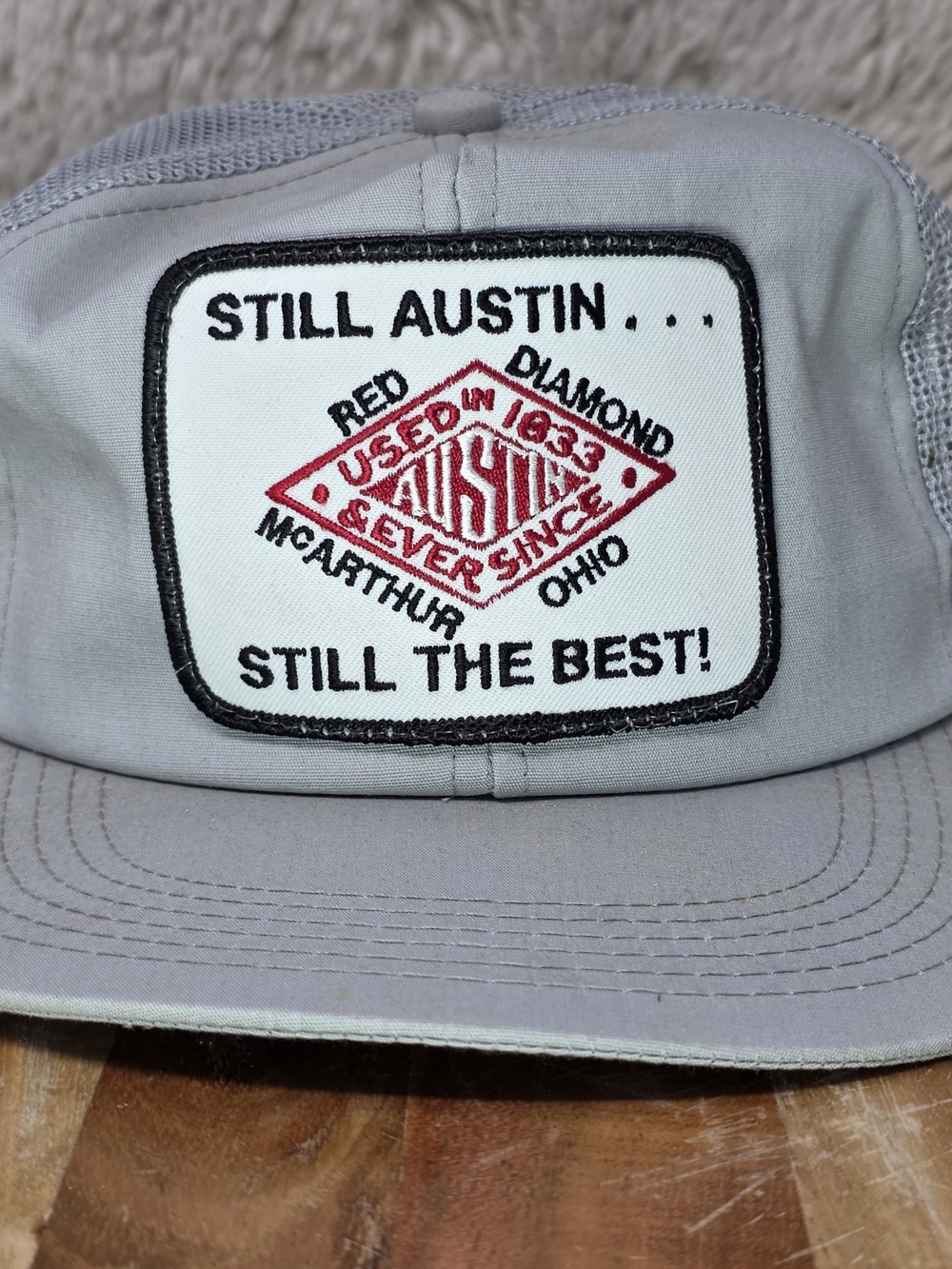 Vintage Still Austin Embroidered Patch Trucker Hat - Gray